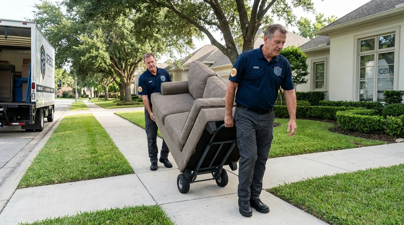 Local residential moving crew loading furniture in Hood River, OR